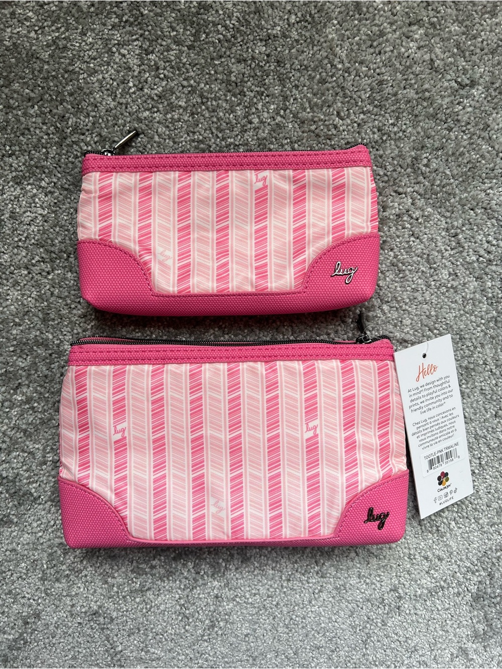 Lug Tootle set of 2 pouches pink tourmaline NWT